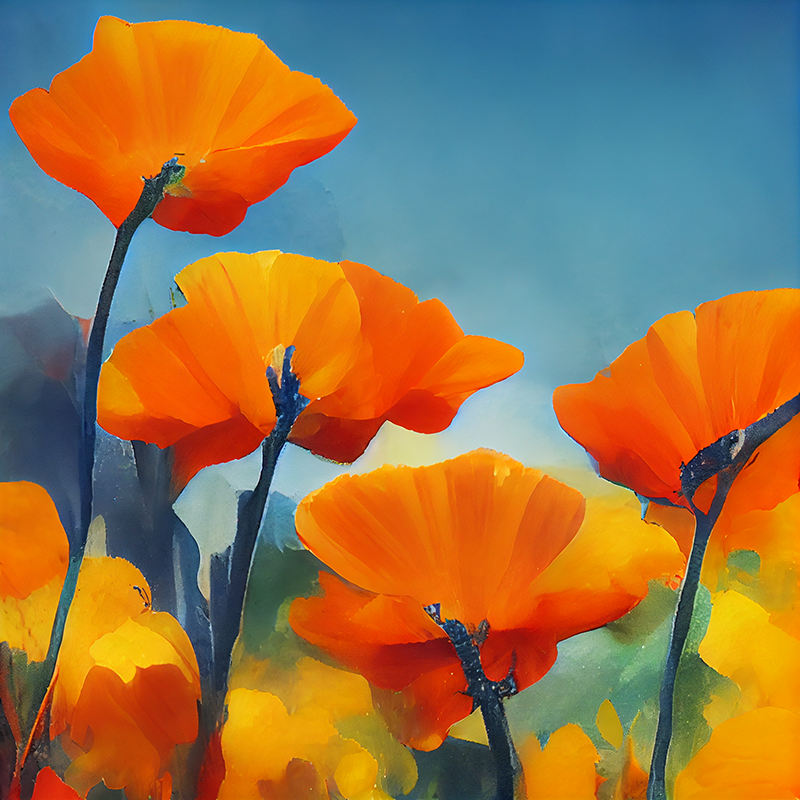 Prompt: vibrant California poppies --v 5.2