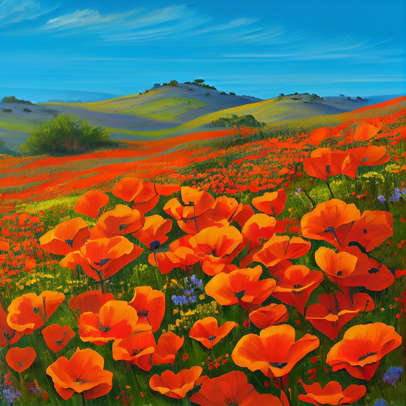 Prompt: vibrant California poppies