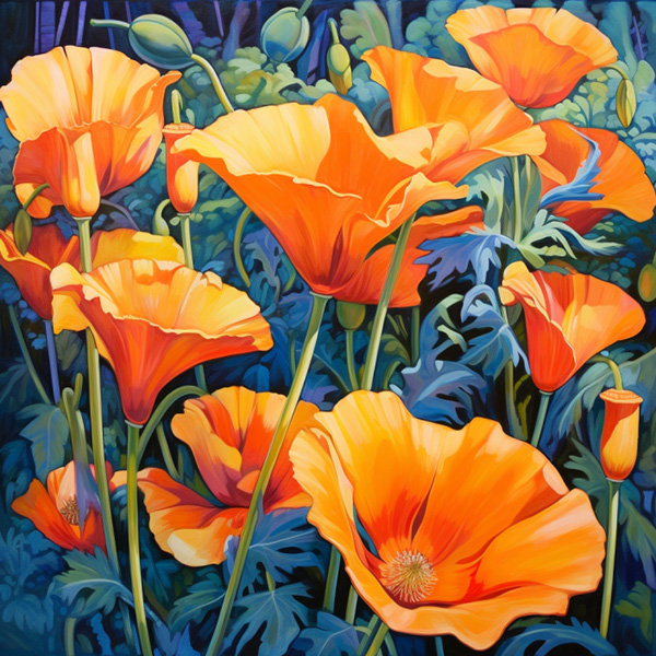 Prompt: vibrant California poppies --v 5.2