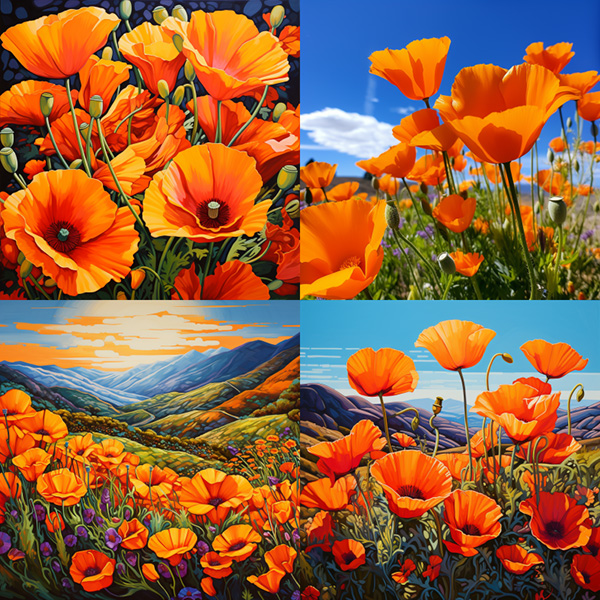 Prompt: vibrant California poppies --v 5.2