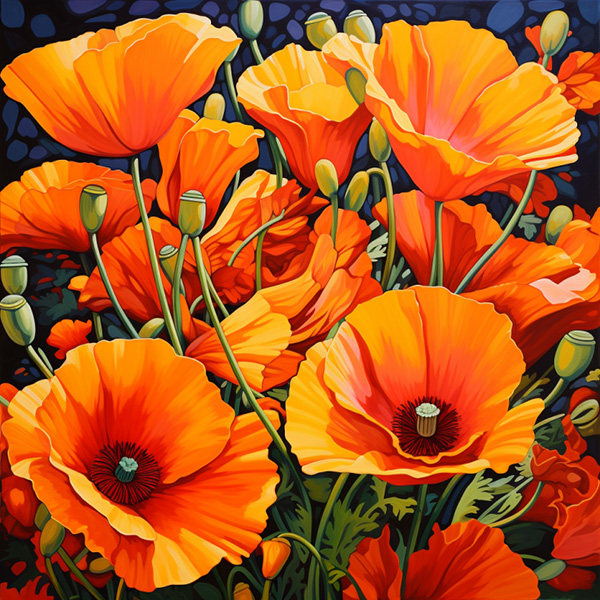 Prompt: vibrant California poppies --v 5.2